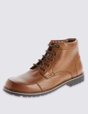 Leather Lace Up Mudguard Chukka Boots